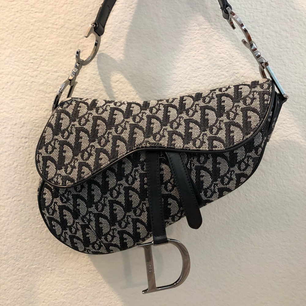 CHRISTIAN DIOR Monogram Saddle Bag Blue